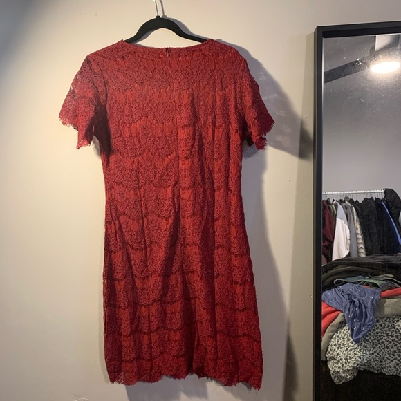Red Lace Midi Dress - Picture 9 of 12